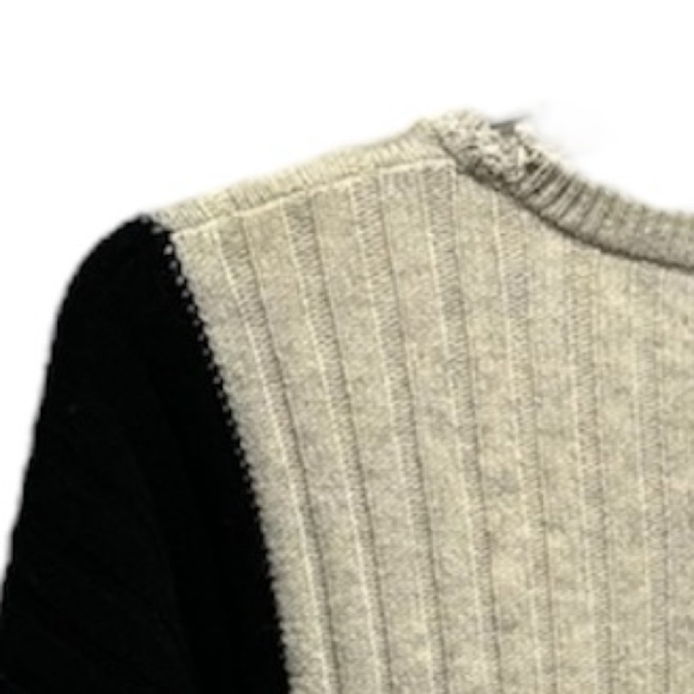 Vintage Vince Colorblock Intarsia Crew Sweater Heather Black Steel Wool Cashmere - Picture 9 of 12
